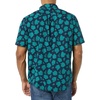 Amazon Essentials Men’s Short Sleeve Dress Shirt with Stretch, Charcoal White Vertical Stripe (Available in Big & Tall)(Navy/Teal Blue  Palm Leaf)