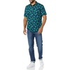 Amazon Essentials Men’s Short Sleeve Dress Shirt with Stretch, Charcoal White Vertical Stripe (Available in Big & Tall)(Navy/Teal Blue  Palm Leaf)