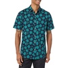 Amazon Essentials Men’s Short Sleeve Dress Shirt with Stretch, Charcoal White Vertical Stripe (Available in Big & Tall)(Navy/Teal Blue  Palm Leaf)