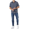 Amazon Essentials Men’s Short Sleeve Dress Shirt with Stretch, Charcoal White Vertical Stripe (Available in Big & Tall)(Navy/White  Buffalo Plaid)
