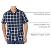 Amazon Essentials Men’s Short Sleeve Dress Shirt with Stretch, Charcoal White Vertical Stripe (Available in Big & Tall)(Navy/White  Buffalo Plaid)