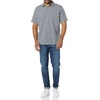 Amazon Essentials Men’s Short Sleeve Dress Shirt with Stretch, Charcoal White Vertical Stripe (Available in Big & Tall)(Navy/White  Gingham)