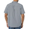 Amazon Essentials Men’s Short Sleeve Dress Shirt with Stretch, Charcoal White Vertical Stripe (Available in Big & Tall)(Navy/White  Gingham)