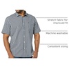 Amazon Essentials Men’s Short Sleeve Dress Shirt with Stretch, Charcoal White Vertical Stripe (Available in Big & Tall)(Navy/White  Gingham)
