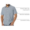 Amazon Essentials Men’s Short Sleeve Dress Shirt with Stretch, Charcoal White Vertical Stripe (Available in Big & Tall)(Navy/White  Stripe)