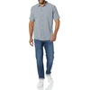 Amazon Essentials Men’s Short Sleeve Dress Shirt with Stretch, Charcoal White Vertical Stripe (Available in Big & Tall)(Navy/White  Stripe)