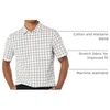 Amazon Essentials Men’s Short Sleeve Dress Shirt with Stretch, Charcoal White Vertical Stripe (Available in Big & Tall)(Pink White Buffalo Plaid)