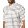 Amazon Essentials Men’s Short Sleeve Dress Shirt with Stretch, Charcoal White Vertical Stripe (Available in Big & Tall)(Pink White Buffalo Plaid)