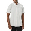 Amazon Essentials Men’s Short Sleeve Dress Shirt with Stretch, Charcoal White Vertical Stripe (Available in Big & Tall)(Pink/Multicolor  Stripe)
