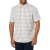 Amazon Essentials Men’s Short Sleeve Dress Shirt with Stretch, Charcoal White Vertical Stripe (Available in Big & Tall)(Pink/White  Buffalo Plaid)