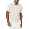Amazon Essentials Men’s Short Sleeve Dress Shirt with Stretch, Charcoal White Vertical Stripe (Available in Big & Tall)(Pink/White  Stripe)