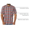 Amazon Essentials Men’s Short Sleeve Dress Shirt with Stretch, Charcoal White Vertical Stripe (Available in Big & Tall)(Red/Multicolor  Plaid)