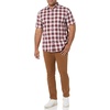 Amazon Essentials Men’s Short Sleeve Dress Shirt with Stretch, Charcoal White Vertical Stripe (Available in Big & Tall)(Red/White  Check)