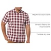 Amazon Essentials Men’s Short Sleeve Dress Shirt with Stretch, Charcoal White Vertical Stripe (Available in Big & Tall)(Red/White  Check)