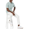 Amazon Essentials Men’s Short Sleeve Dress Shirt with Stretch, Charcoal White Vertical Stripe (Available in Big & Tall)(Teal/Multicolor  Stripe)