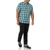 Amazon Essentials Men’s Short Sleeve Dress Shirt with Stretch, Charcoal White Vertical Stripe (Available in Big & Tall)(Teal/White  Plaid)