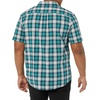 Amazon Essentials Men’s Short Sleeve Dress Shirt with Stretch, Charcoal White Vertical Stripe (Available in Big & Tall)(Teal/White  Plaid)