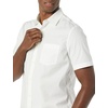 Amazon Essentials Men’s Short Sleeve Dress Shirt with Stretch, Charcoal White Vertical Stripe (Available in Big & Tall)(White)