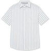 Amazon Essentials Men’s Short Sleeve Dress Shirt with Stretch, Charcoal White Vertical Stripe (Available in Big & Tall)(White/Multicolor  Stripe)