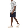 Amazon Essentials Men’s Short Sleeve Dress Shirt with Stretch, Charcoal White Vertical Stripe (Available in Big & Tall)(White/Navy  Palm)