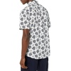 Amazon Essentials Men’s Short Sleeve Dress Shirt with Stretch, Charcoal White Vertical Stripe (Available in Big & Tall)(White/Navy  Palm)