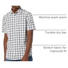 Amazon Essentials Men’s Short Sleeve Dress Shirt with Stretch, Charcoal White Vertical Stripe (Available in Big & Tall)(White/Navy  Plaid)