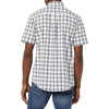 Amazon Essentials Men’s Short Sleeve Dress Shirt with Stretch, Charcoal White Vertical Stripe (Available in Big & Tall)(White/Navy  Plaid)