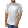 Amazon Essentials Men’s Short Sleeve Dress Shirt with Stretch, Charcoal White Vertical Stripe (Available in Big & Tall)(White/Navy  Plaid)