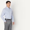 Amazon Essentials Men’s Slim Fit Long Sleeve Wrinkle Resistant Stretch Dress Shirt(White Grid Check)