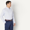 Amazon Essentials Men’s Slim Fit Long Sleeve Wrinkle Resistant Stretch Dress Shirt(White Pinstripe)