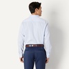 Amazon Essentials Men’s Slim Fit Long Sleeve Wrinkle Resistant Stretch Dress Shirt(White Pinstripe)