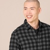 Amazon Essentials Men’s Slim-Fit Brushed Cotton Flannel Shirt, Long Sleeve Button Down Collared Plaid(Black Charcoal Buffalo Plaid)