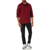 Amazon Essentials Men’s Slim-Fit Brushed Cotton Flannel Shirt, Long Sleeve Button Down Collared Plaid(Black Red Buffalo Plaid)
