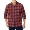 Amazon Essentials Men’s Slim-Fit Brushed Cotton Flannel Shirt, Long Sleeve Button Down Collared Plaid(Burgundy Orange Plaid)