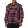 Amazon Essentials Men’s Slim-Fit Brushed Cotton Flannel Shirt, Long Sleeve Button Down Collared Plaid(Dark Red Plaid)