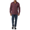 Amazon Essentials Men’s Slim-Fit Brushed Cotton Flannel Shirt, Long Sleeve Button Down Collared Plaid(Dark Red Plaid)