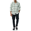Amazon Essentials Men’s Slim-Fit Brushed Cotton Flannel Shirt, Long Sleeve Button Down Collared Plaid(Green White Plaid)