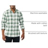 Amazon Essentials Men’s Slim-Fit Brushed Cotton Flannel Shirt, Long Sleeve Button Down Collared Plaid(Green White Plaid)
