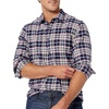 Amazon Essentials Men’s Slim-Fit Brushed Cotton Flannel Shirt, Long Sleeve Button Down Collared Plaid(Grey Heather Navy Plaid)