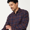 Amazon Essentials Men’s Slim-Fit Brushed Cotton Flannel Shirt, Long Sleeve Button Down Collared Plaid(Navy Chocolate Plaid)