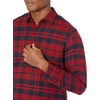 Amazon Essentials Men’s Slim-Fit Brushed Cotton Flannel Shirt, Long Sleeve Button Down Collared Plaid(Navy Red Plaid)
