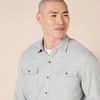 Amazon Essentials Men’s Slim-Fit Flannel Long-Sleeve Shirt, Two-Pocket, Plaid(Light Grey Heather)