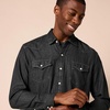 Amazon Essentials Men’s Slim-Fit Long-Sleeve Denim Western Style Cotton Shirt with Snap Buttons, Lightweight(Black)