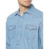 Amazon Essentials Men’s Slim-Fit Long-Sleeve Denim Western Style Cotton Shirt with Snap Buttons, Lightweight(Light Blue)