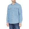 Amazon Essentials Men’s Slim-Fit Long-Sleeve Denim Western Style Cotton Shirt with Snap Buttons, Lightweight(Light Blue)