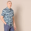 Amazon Essentials Men’s Slim-Fit Men’s Short Sleeve Collared Button Down Shirt(Navy Palm Leaf)