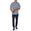 Amazon Essentials Men’s Slim-Fit Men’s Short Sleeve Collared Button Down Shirt(Navy Sky Blue Palm Leaf)