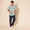 Amazon Essentials Men’s Slim-Fit Men’s Short Sleeve Collared Button Down Shirt(Pastel Green Flamingo)