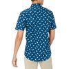 Amazon Essentials Men’s Slim-Fit Men’s Short Sleeve Collared Button Down Shirt(Teal Birds)