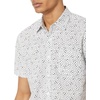 Amazon Essentials Men’s Slim-Fit Men’s Short Sleeve Collared Button Down Shirt(White/Navy Micro Geo)
